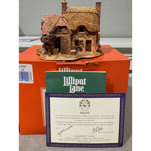 Lilliput Lane Blue Boar Cottage Sculpture figurine with deed